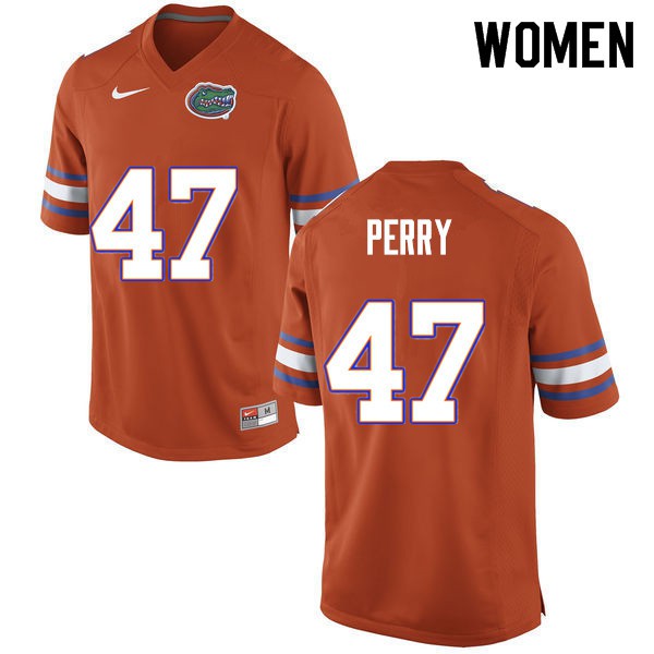 Women #47 Austin Perry Florida Gators College Football Jerseys Orange